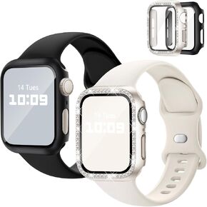 Suitisbest 2 Pack PFAS-Free Silicone Bands and Case for Apple Watch Women in Saudi Arabia