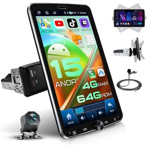 4+64G Android Car Radio with Wireless Carplay and Andorid Auto, 10 Inch Single din Car Stereo with Bluetooth, Detachable& Adjustable Touch Screen Android Radio for Car SWC FM/RDS EQ USB Type-C in Saudi Arabia
