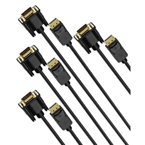 Display Port to VGA Cable 6FT, DP to VGA Adapter Male to Male in Kuwait