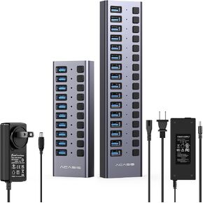 ACASIS 16&10 Ports USB 3.2 Hub with 10Gbps Data Speed, Powered USB 3.2 Hub, Aluminum Housing, USB Hub Powered with 96/48W Power Adapter in Kuwait