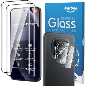 2+2 Pack 3D Screen Protector for Xiaomi Redmi Note 15 Pro+ 5G / Note 15 Pro Plus 5G/Xiaomi Poco M8 Pro with Camera Lens Protector, 9H Tempered Glass Film,HD Clear Scratch Resistant,Bubble-Free in Saudi Arabia
