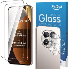 2+2 Pack for Xiaomi Redmi Note 15 Pro 5G Screen Protector with Camera Lens Protector,9H Tempered Glass Film,HD Clear Scratch Resistant,Bubble-Free for Redmi Note 15 Pro 5G Screen Protector in Saudi Arabia