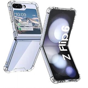 حافظة USTIYA لهاتف Samsung Galaxy Z Flip 7 FE/Z Flip 6 5G أكريليك شفاف + غطاء حماية من أربع زوايا من مادة TPU شفافة بدون اصفرار (شفاف) in Kuwait