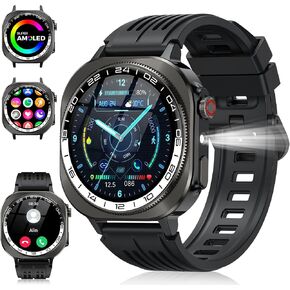 ساعة ذكية، 2026 AMOLED 1.43 بوصة للياقة البدنية للرجال والنساء، مكالمة بلوتوث 5.4، 130+ وضع رياضي، مصباح يدوي 60+ يومًا، مراقب معدل ضربات القلب/النوم، IP68 مقاوم للماء لتعقب النشاط لنظام Android iOS in Kuwait