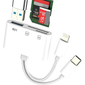 USB C Lightning to SD Micro SD Card Reader (3 in 1) USB OTG 3.0 Adapter for iPhone 16 15 14 Pro Compatible with Samsung Camera for ipad TF Memory multiport File Transfer Phone in Kuwait
