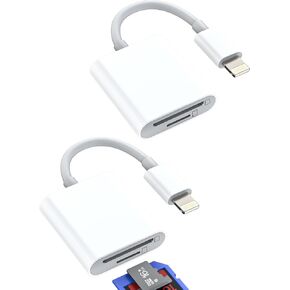 SD and Micro SD Card Reader Lightning 2 in 1 Adapter Pack of 2 for iPhone 14 Pro for ipad TF Memory Cards Photo Video Transfer Camera External Memory Card Reader in Kuwait