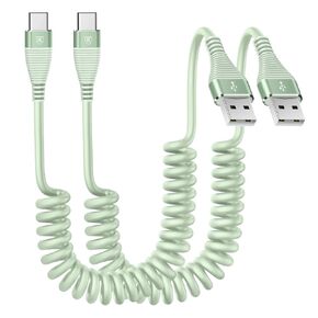 USB C to C Cable 3FT, 2Pack Coiled USB C Fast Charging Cable for CarPlay in Saudi Arabia