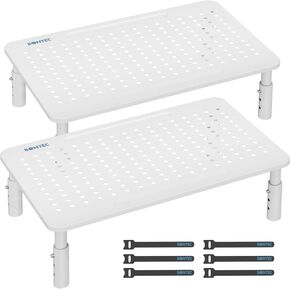 BONTEC 2 Pack Adjustable Monitor Stand Riser with Drawer, Supports 44lbs in Saudi Arabia