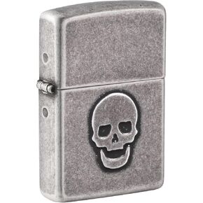 Zippo Lighter: Stamped Skull - Antique Silver Plate 46889 in Kuwait