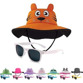 Toddler Sun Hat for Kids UV Protection Beach Bucket Hat for Girls & Boys Fishing Boating with Sunglasses in Saudi Arabia