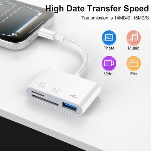 USB C SD Card Reader for iPhone 17 16 15 Pro Max USB 3 Port in Kuwait