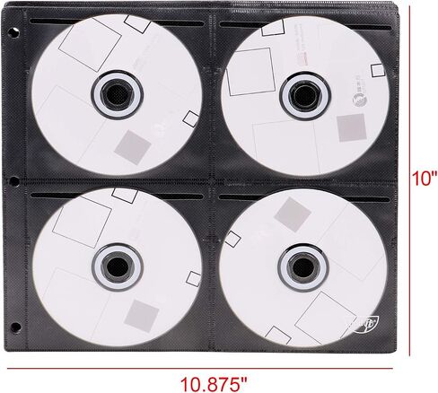 Vaultz CD Insert Pages, 3 Hole Punched, 10 x 10.875 Inches, 8 CDs/Page, 50 Pages/Pack, Black (VZ01415) in Kuwait