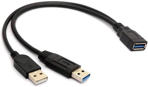 SANOXY Cable Adapter. USB 3.0 Y Splitter Cable, 30CM/1ft USB 3.0 Type A Female to Dual USB Male 1 to 2 Sync Data Charging Converter Y Extension Cable Cord Y-Cable (1 FT) in Kuwait