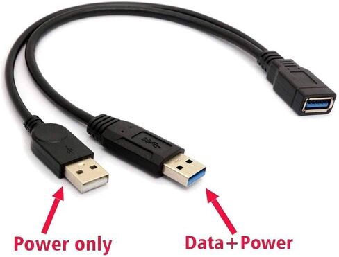 SANOXY Cable Adapter. USB 3.0 Y Splitter Cable, 30CM/1ft USB 3.0 Type A Female to Dual USB Male 1 to 2 Sync Data Charging Converter Y Extension Cable Cord Y-Cable (1 FT) in Kuwait