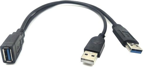 SANOXY Cable Adapter. USB 3.0 Y Splitter Cable, 30CM/1ft USB 3.0 Type A Female to Dual USB Male 1 to 2 Sync Data Charging Converter Y Extension Cable Cord Y-Cable (1 FT) in Kuwait
