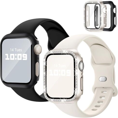 Suitisbest 2 Pack PFAS-Free Silicone Bands and Case for Apple Watch Women in Saudi Arabia