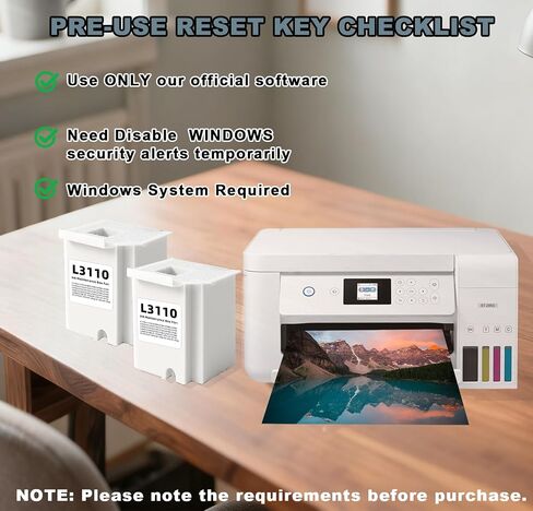 Waste Ink Pad Replacement for Eco Tank Printer ET2800 ET2803 ET2400 ET4800 ET4700 ET2720 ET2820 ET2710 ET2712 L3110 Printer Replacement, Contain 2 Reset Keys and Software, 2 Packs in Saudi Arabia