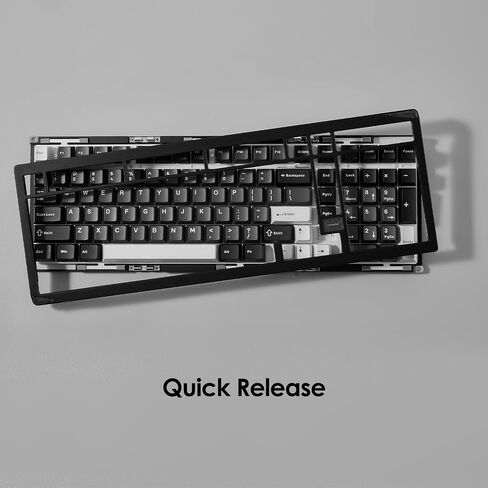 Akko Gem 02 QMK/VIA لوحة مفاتيح ميكانيكية من الألومنيوم ثلاثية الوضع RGB لوحة مفاتيح ألعاب لاسلكية قابلة للتبديل السريع، أسود على أبيض، مفتاح وردي ممتاز مشحم مسبقًا in Kuwait