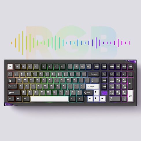 Akko Gem 02 QMK/VIA لوحة مفاتيح ميكانيكية من الألومنيوم ثلاثية الوضع RGB لوحة مفاتيح ألعاب لاسلكية قابلة للتبديل السريع، أسود على أبيض، مفتاح وردي ممتاز مشحم مسبقًا in Kuwait