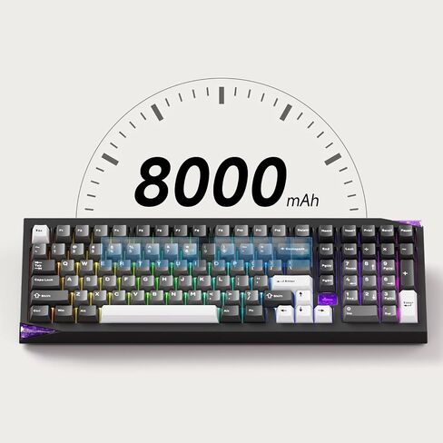 Akko Gem 02 QMK/VIA لوحة مفاتيح ميكانيكية من الألومنيوم ثلاثية الوضع RGB لوحة مفاتيح ألعاب لاسلكية قابلة للتبديل السريع، أسود على أبيض، مفتاح وردي ممتاز مشحم مسبقًا in Kuwait