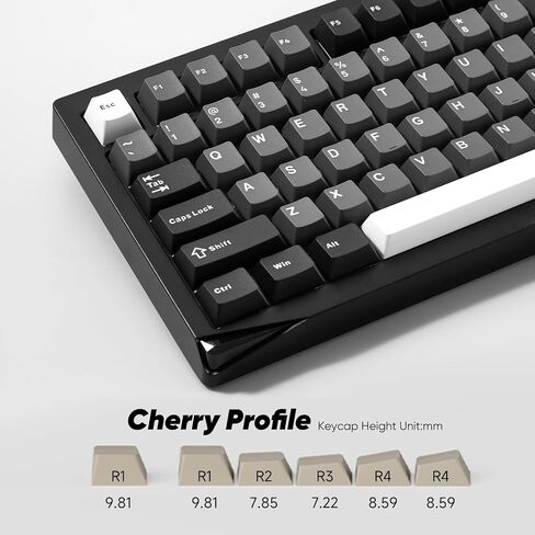 Akko Gem 02 QMK/VIA لوحة مفاتيح ميكانيكية من الألومنيوم ثلاثية الوضع RGB لوحة مفاتيح ألعاب لاسلكية قابلة للتبديل السريع، أسود على أبيض، مفتاح وردي ممتاز مشحم مسبقًا in Kuwait