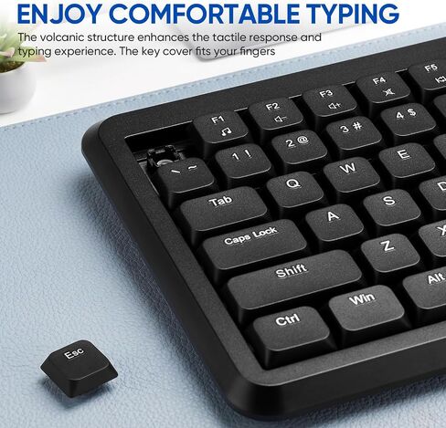 Guiheng Wired Computer Keyboard, Plug Play USB, Large Number Pad, LED Indicators，Ergonomic, Anti-Wear Letters Full Size Keyboard,for Windows Mac PC Laptop-Black in Saudi Arabia