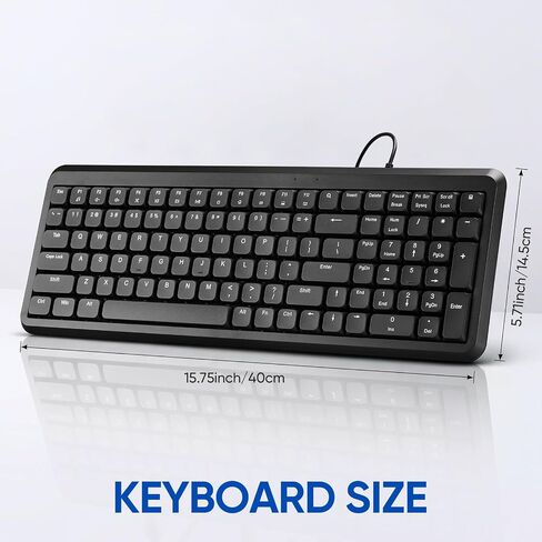 Guiheng Wired Computer Keyboard, Plug Play USB, Large Number Pad, LED Indicators，Ergonomic, Anti-Wear Letters Full Size Keyboard,for Windows Mac PC Laptop-Black in Saudi Arabia