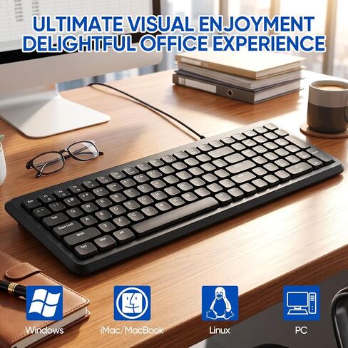 Guiheng Wired Computer Keyboard, Plug Play USB, Large Number Pad, LED Indicators，Ergonomic, Anti-Wear Letters Full Size Keyboard,for Windows Mac PC Laptop-Black in Saudi Arabia