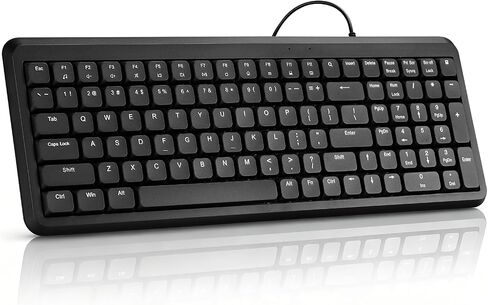 Guiheng Wired Computer Keyboard, Plug Play USB, Large Number Pad, LED Indicators，Ergonomic, Anti-Wear Letters Full Size Keyboard,for Windows Mac PC Laptop-Black in Saudi Arabia
