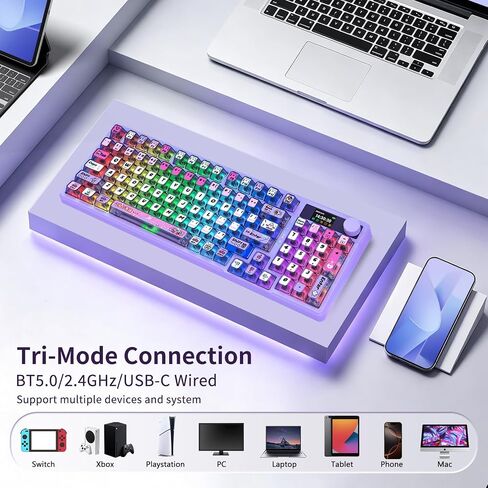 E-YOOSO 96% Wireless Mechanical Keyboard Creamy with Screen & Knob, Purple in Kuwait
