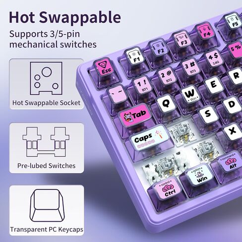 E-YOOSO 96% Wireless Mechanical Keyboard Creamy with Screen & Knob, Purple in Kuwait