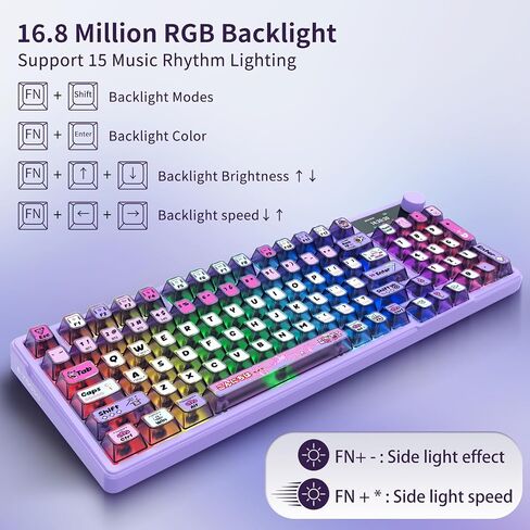 E-YOOSO 96% Wireless Mechanical Keyboard Creamy with Screen & Knob, Purple in Kuwait