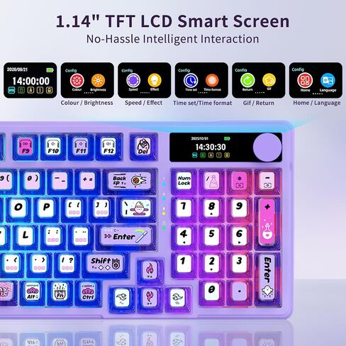 E-YOOSO 96% Wireless Mechanical Keyboard Creamy with Screen & Knob, Purple in Kuwait