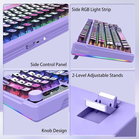 E-YOOSO 96% Wireless Mechanical Keyboard Creamy with Screen & Knob, Purple in Kuwait