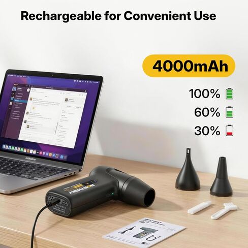 NORTHSKY Compressed Air Duster, Rechargeable Cordless Air Duster with 130000RPM Motor & LED Display, 3-Speed Electric Keyboard Cleaner for PC, Computer, Laptop, Camera & Car Cleaning in Saudi Arabia