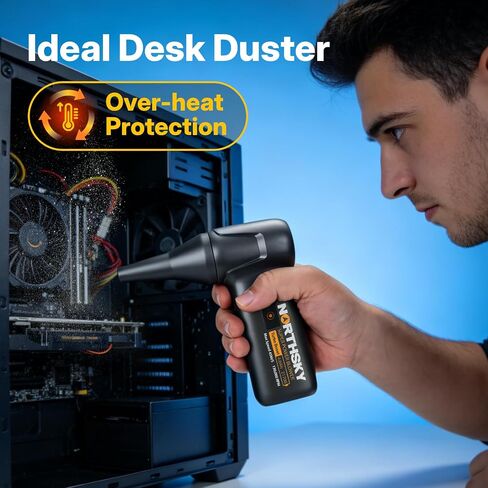 NORTHSKY Compressed Air Duster, Rechargeable Cordless Air Duster with 130000RPM Motor & LED Display, 3-Speed Electric Keyboard Cleaner for PC, Computer, Laptop, Camera & Car Cleaning in Saudi Arabia