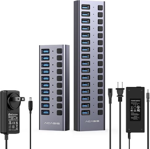 ACASIS 16&10 Ports USB 3.2 Hub with 10Gbps Data Speed, Powered USB 3.2 Hub, Aluminum Housing, USB Hub Powered with 96/48W Power Adapter in Kuwait