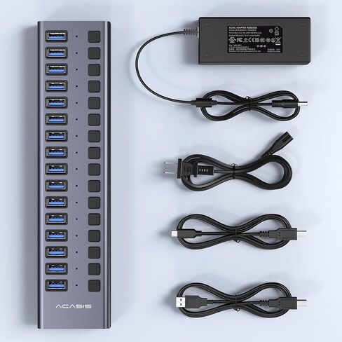 ACASIS 16&10 Ports USB 3.2 Hub with 10Gbps Data Speed, Powered USB 3.2 Hub, Aluminum Housing, USB Hub Powered with 96/48W Power Adapter in Kuwait