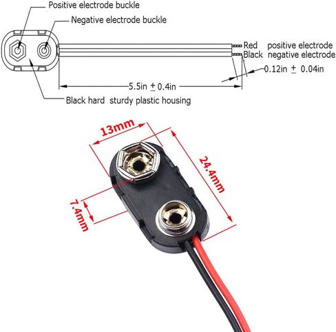 60 Pack 9V Battery Connector, 9 Volt Battery Connectors with Wires in Kuwait