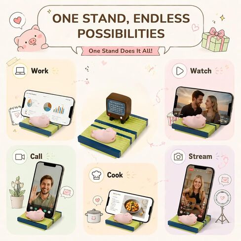 Lazy Pig Phone Stand Holder for Desk Resin Decor Cute Animal Lover Gifts in Saudi Arabia