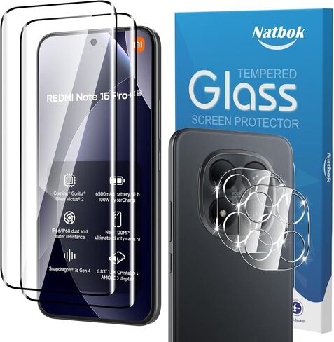 2+2 Pack 3D Screen Protector for Xiaomi Redmi Note 15 Pro+ 5G / Note 15 Pro Plus 5G/Xiaomi Poco M8 Pro with Camera Lens Protector, 9H Tempered Glass Film,HD Clear Scratch Resistant,Bubble-Free in Saudi Arabia