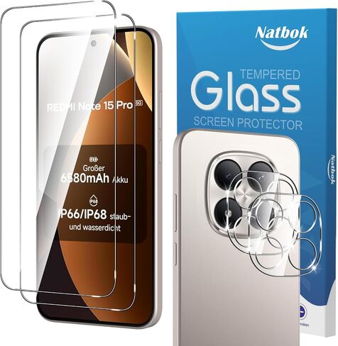 2+2 Pack for Xiaomi Redmi Note 15 Pro 5G Screen Protector with Camera Lens Protector,9H Tempered Glass Film,HD Clear Scratch Resistant,Bubble-Free for Redmi Note 15 Pro 5G Screen Protector in Saudi Arabia