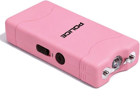 POLICE Stun Gun 800 Mini Rechargeable LED Flashlight for Self Defense Pink in Kuwait