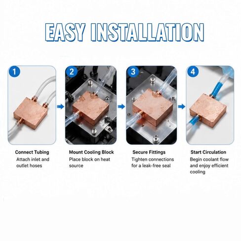 Copper Water Cooling Block TT4040B, 40 x 40 x 10 mm Pure Copper Water Cooling Heatsink for CPU GPU Laser Industrial Liquid Cooling in Kuwait