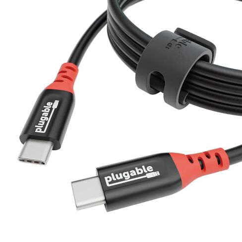 Plugable USB C to USB C Cable, Data Blocker Charge Only Cable (2m/6.6ft): 240W Safe Fast Charging for MacBook, iPhone 15/16, iPad, Galaxy S24, XPS and More USBC Devices (USBC-CC2M) in Kuwait
