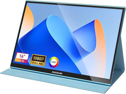 GEEKOM Portable Monitor（2026）, 16'' 1200P FHD Laptop Monitor USB C HDMI Computer Display HDR Eye Care External Screen w/Smart Cover for PC Mac Laptop Phone in Saudi Arabia