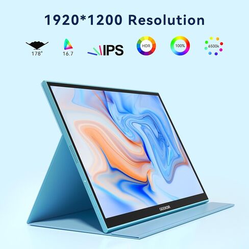 GEEKOM Portable Monitor（2026）, 16'' 1200P FHD Laptop Monitor USB C HDMI Computer Display HDR Eye Care External Screen w/Smart Cover for PC Mac Laptop Phone in Saudi Arabia
