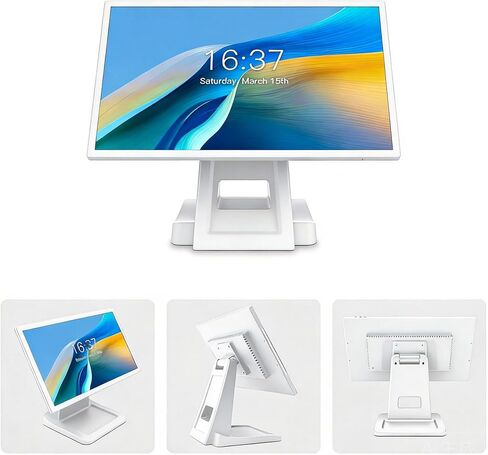 15.6 inch Android 14 Touch POS Terminal, 1920*1080 FHD Display, Screen Angle Adjustable, Android 14 powered by RK3576s 8-core CPU, 4GB+64GB, Built-in Play Store, supports major POS apps(White) in Saudi Arabia