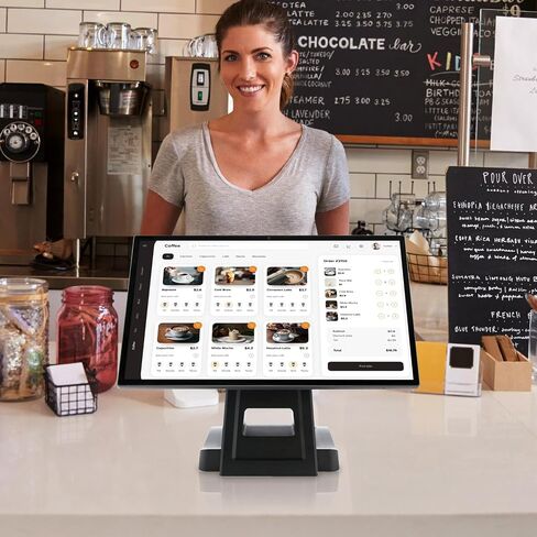 15.6 inch Android 14 Touch POS Terminal, 1920*1080 FHD Display, Screen Angle Adjustable, Android 14 powered by RK3576s 8-core CPU, 4GB+64GB, Built-in Play Store, supports major POS apps(White) in Saudi Arabia