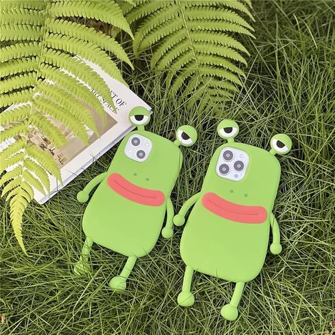 Phone Cases for iPhone 14 Case Kawaii 3D Cartoon iPhone Case Soft Silicone Shockproof Protective Funny Women Girls Cute for iPhone 14 (Frog Green) in Kuwait